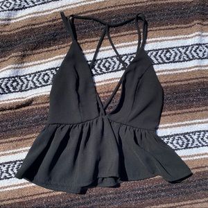 SILENCE + NOISE Black Strappy Crop Top